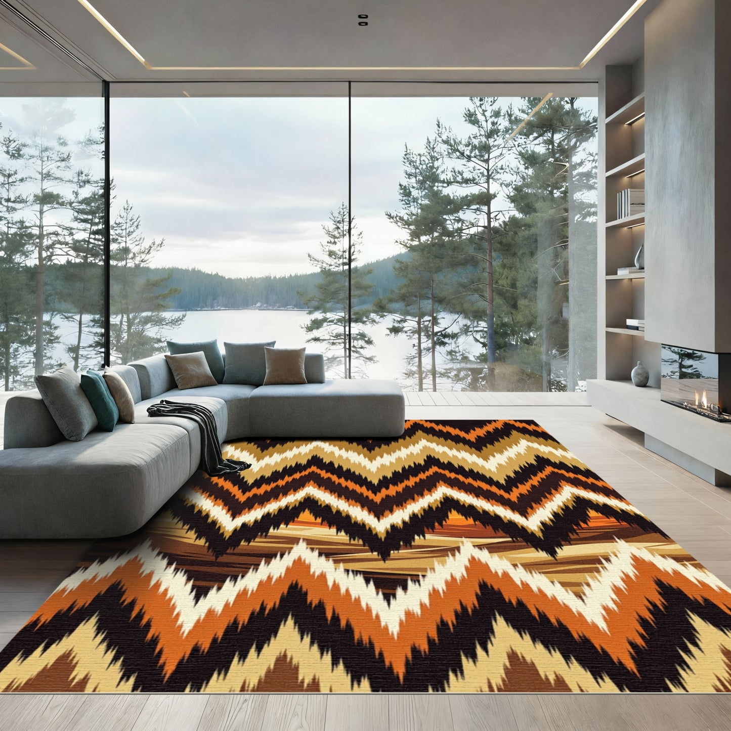 Earthy Tone Chevron Stripe Rug