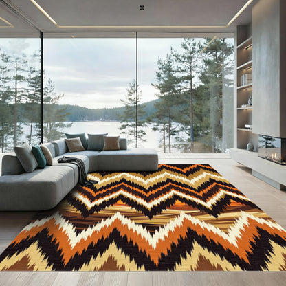 Earthy Tone Chevron Stripe Rug