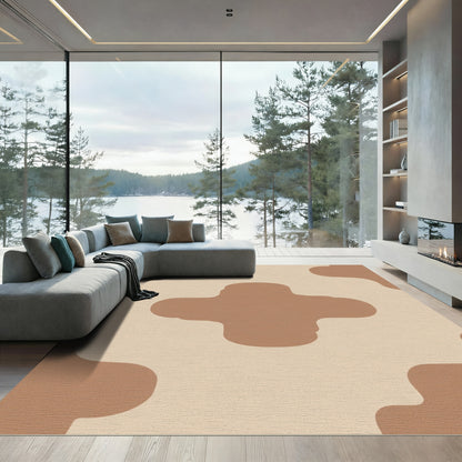 Sandy Beige Abstract Swirl Rug