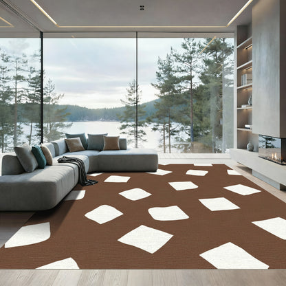 Brown White Scattered Square Cluster Rug
