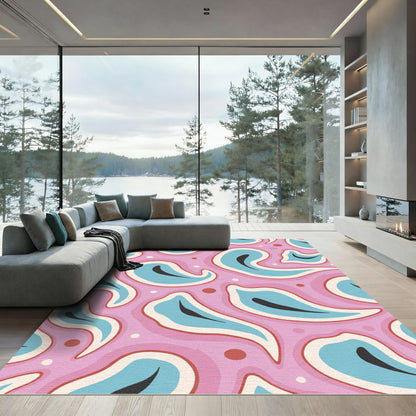 Pink Blue Organic Blob Rug