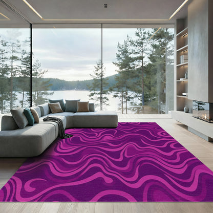 Vivid Magenta Swirling Abstract Lines Rug