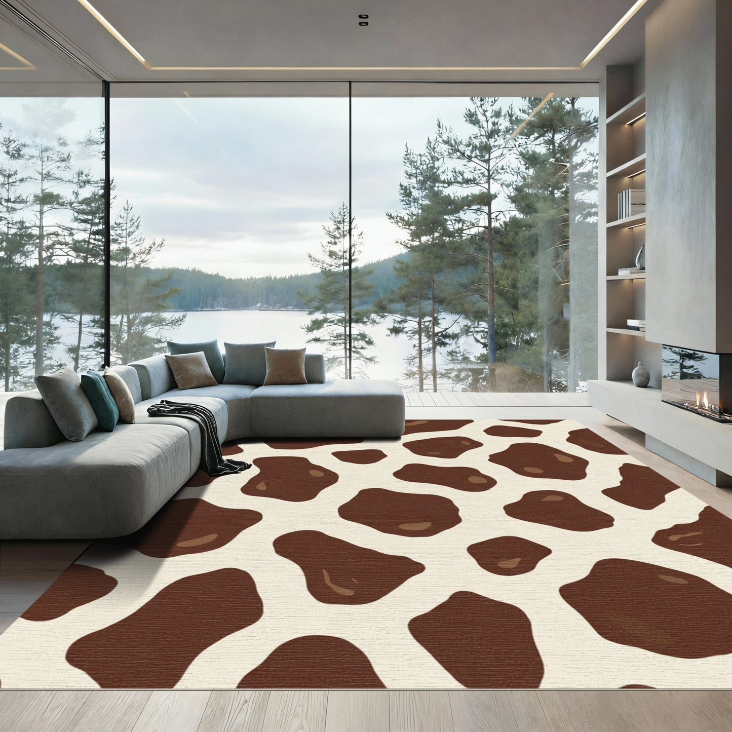 Brown Cream Holstein Spot Rug