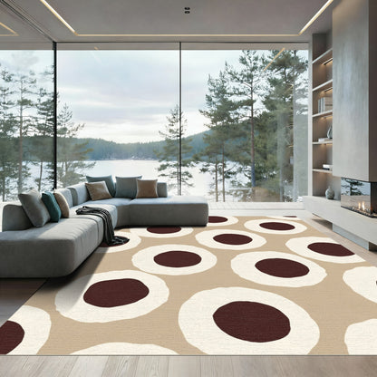 Neutral Beige Abstract Circles Rug