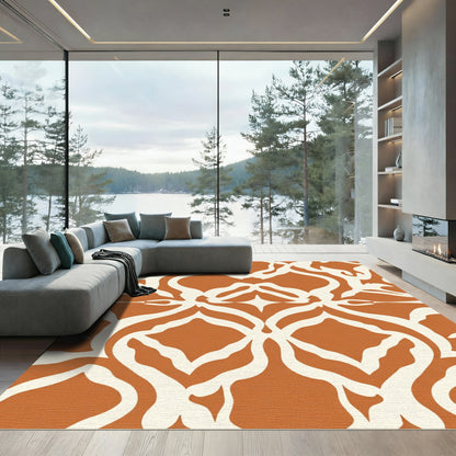 Terra Cotta Ivory Organic Scroll Rug