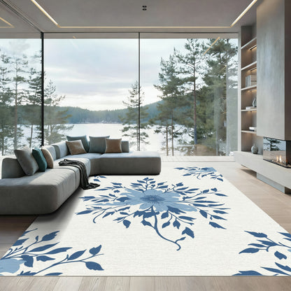 Blue Floral Branch Medallion Rug