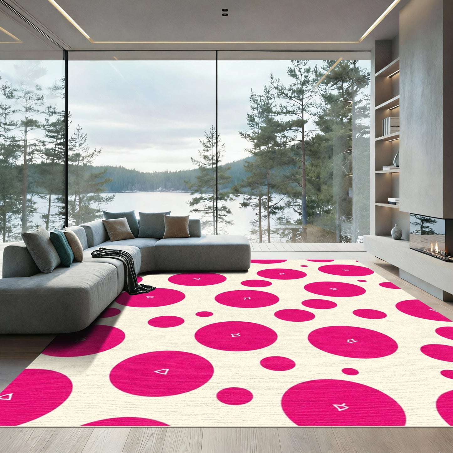 Bold Magenta Polka Dot Scatter Rug