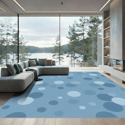 Soft Blue Scattered Circles Rug