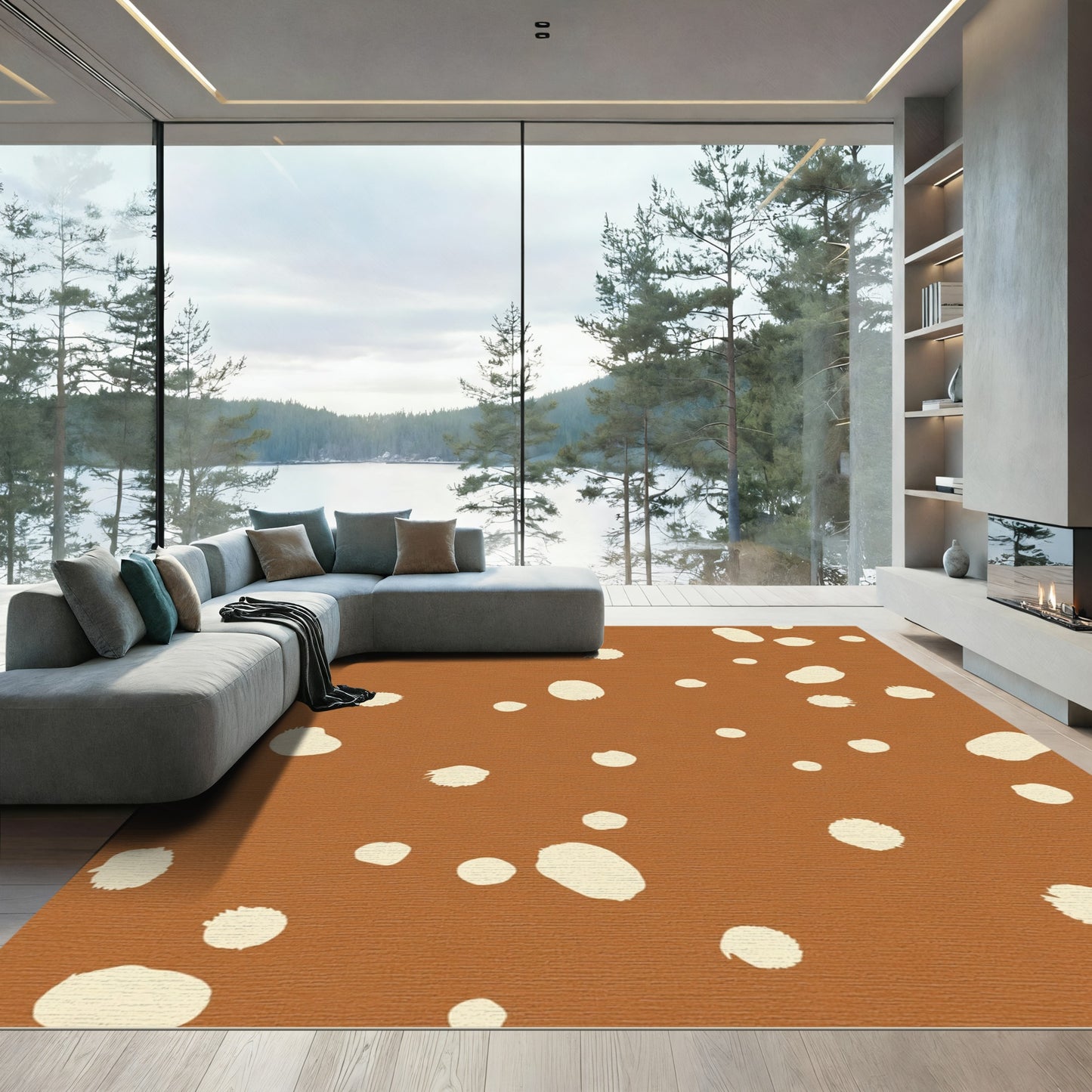 Brown Cream Spotty Dapple Rug