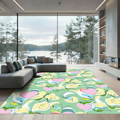 Whimsical Pink Heart Swirls Rug
