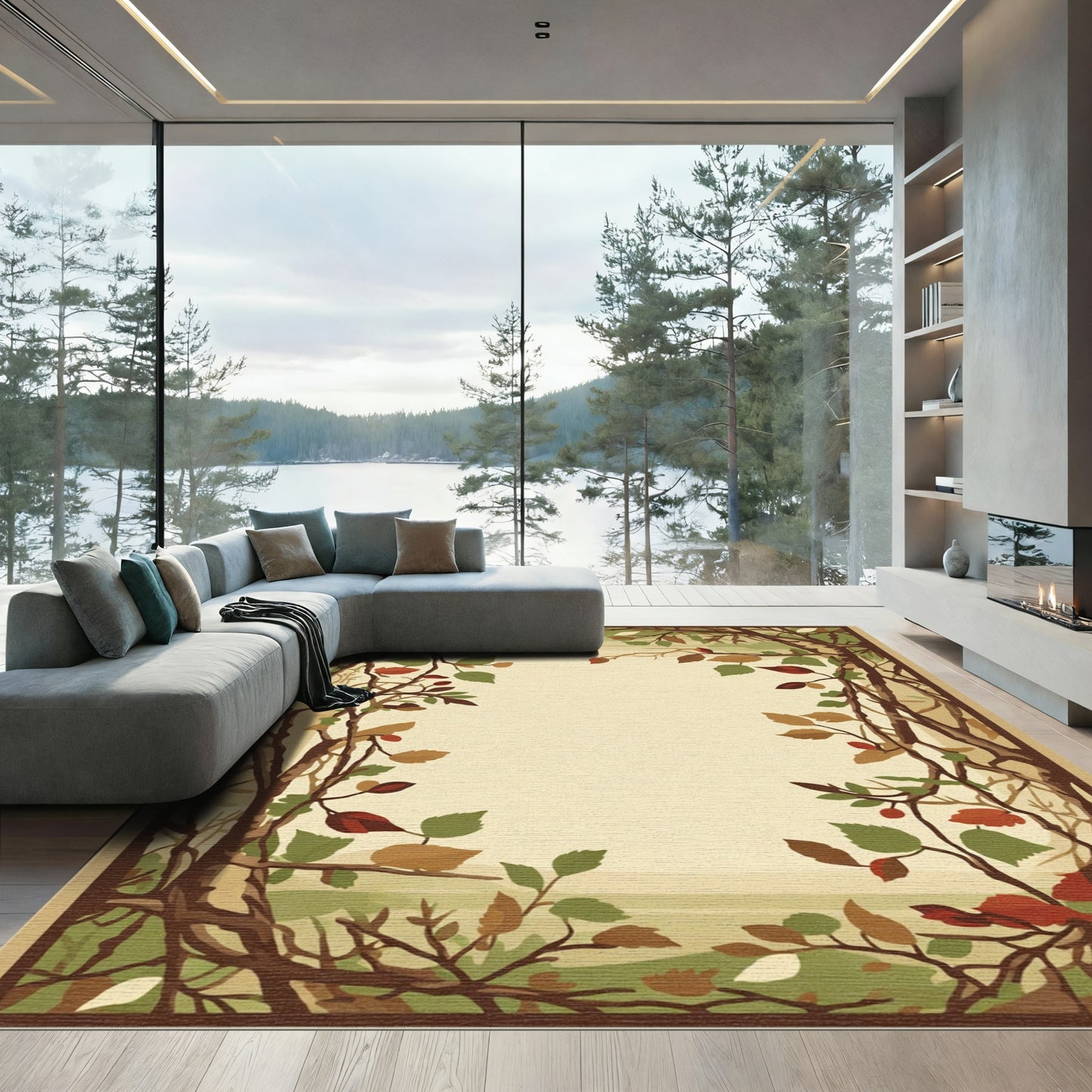 Autumn Woodland Arch Botanical Vines Rug