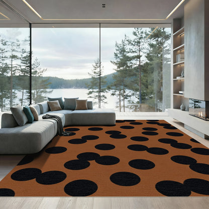 Brown Black Polka Dot Scatter Rug