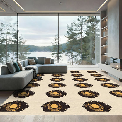 Marigold Black Sunburst medallion Rug