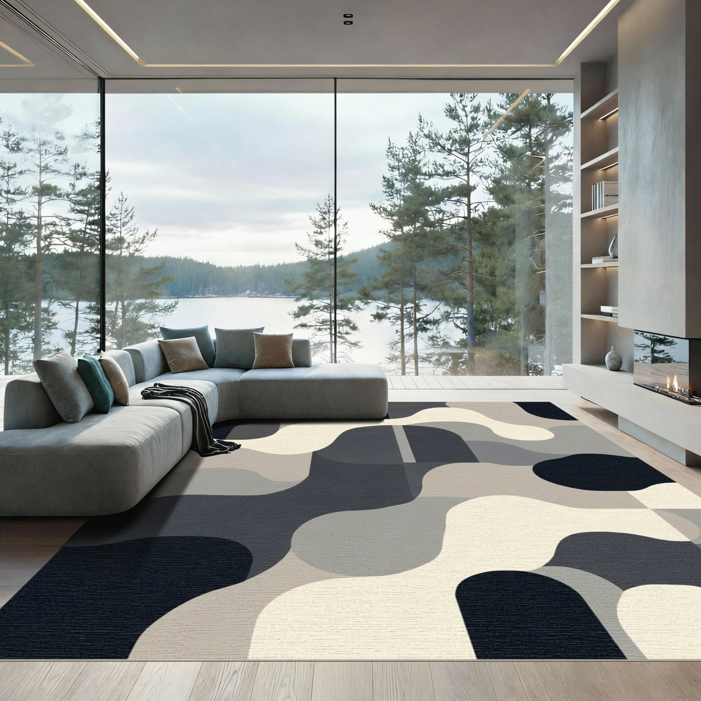 Monochromatic Abstract Smooth Wave Rug