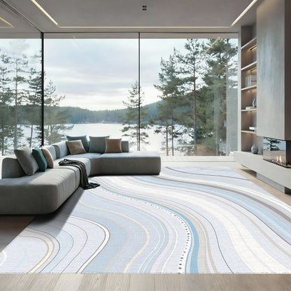 Blue Gray Wavy Abstract Rug