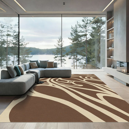 Rich Chocolate Swirl Abstract Rug