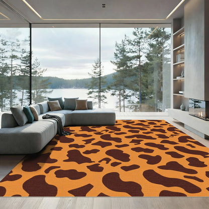 Brown Spots Orange Background Rug
