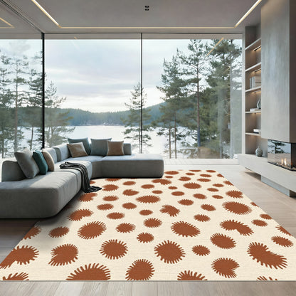 Brown Spotted Organic Irregular Shapes Rug