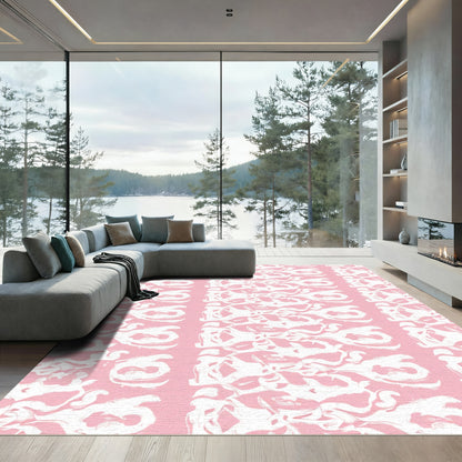 Soft Pink Organic Swirl Abstraction Rug