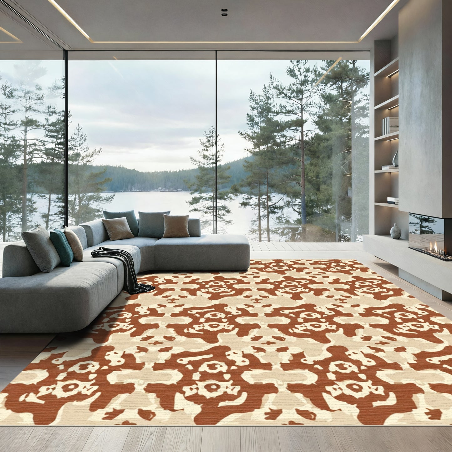 Brown and Tan Organic Symmetry Rug