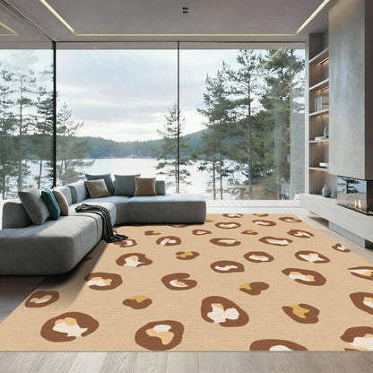Taupe Brown Leopard Spots Rug
