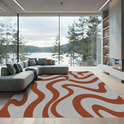Terracotta Swirl Abstract Flow Rug
