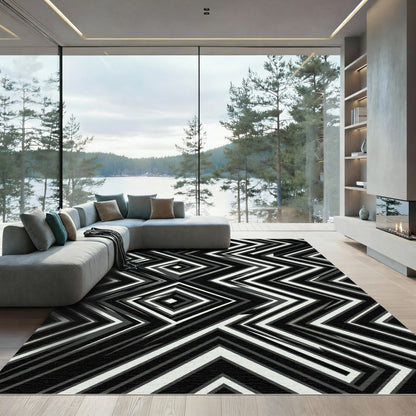 Monochromatic Sharp Geometric Zigzag Square Rug