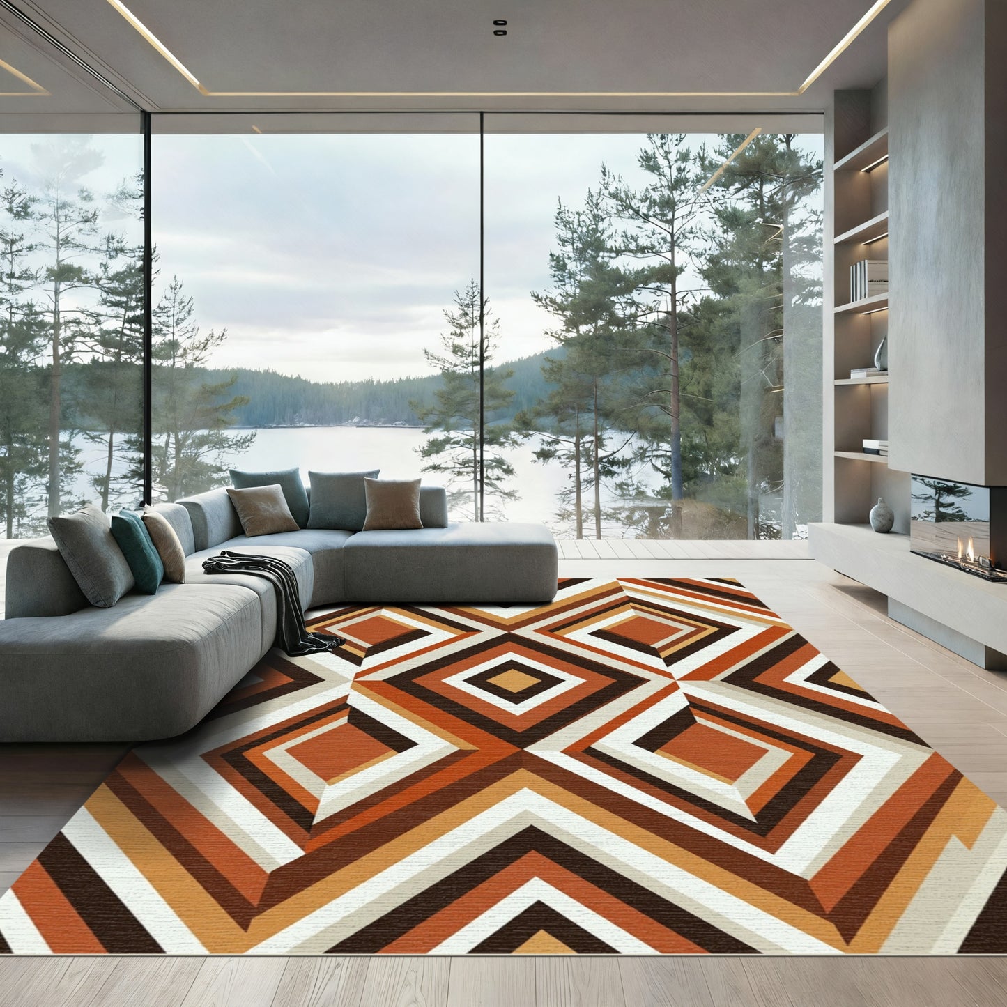 Retro Diamond Stripe Geometric Rug