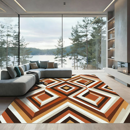 Retro Diamond Stripe Geometric Rug