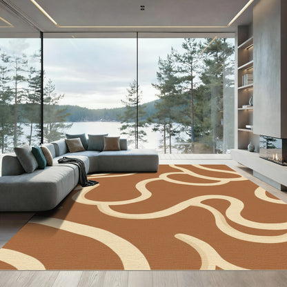 Earthy Swirl Abstract Terra Cotta Rug