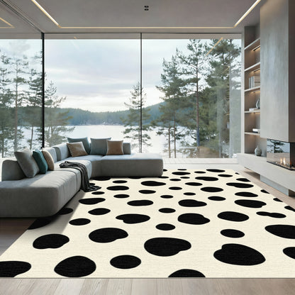 Cream Black Spotted Irregular Scatter Rug