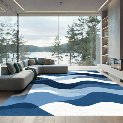 Flowing Azure Wave Layers Rug