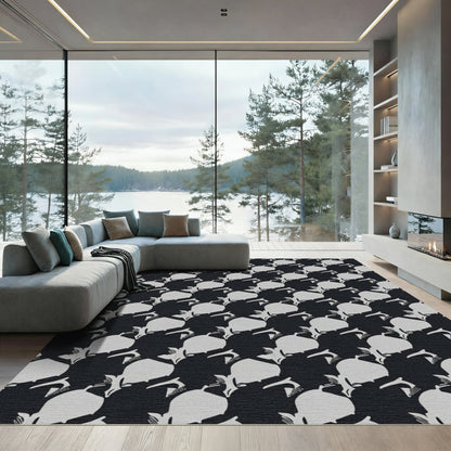 Minimalist Black White Abstract Figures Rug