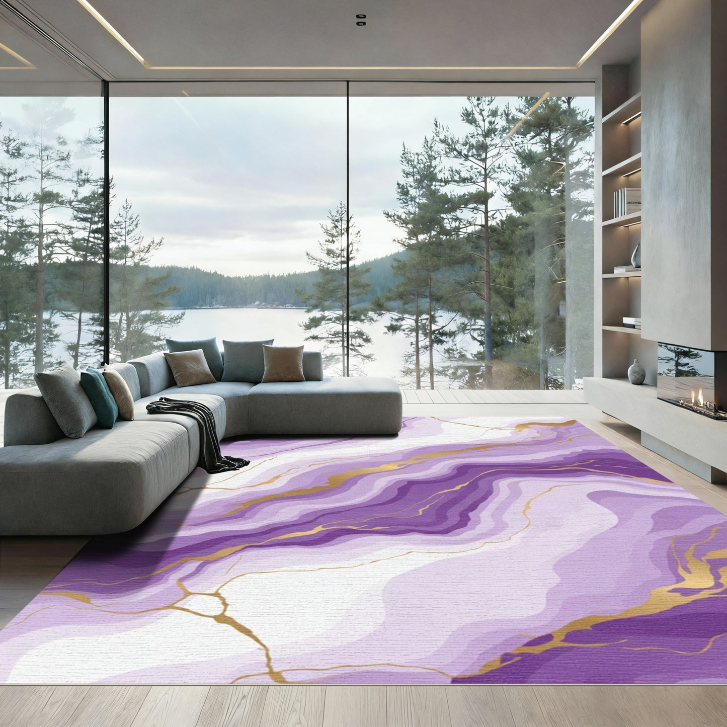 Amethyst Swirl Gold Veins Rug
