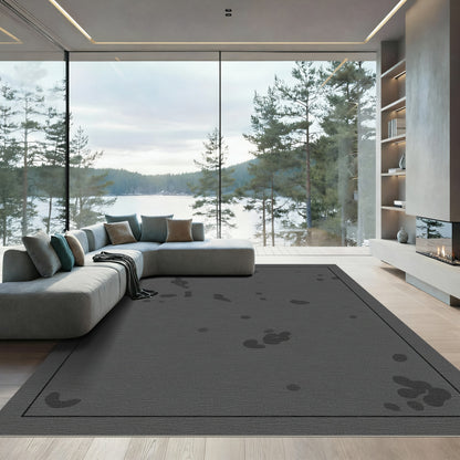 Dark Gray Abstract Blobs Rug