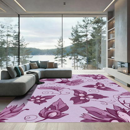 Aubergine Floral Bird Swirl Rug