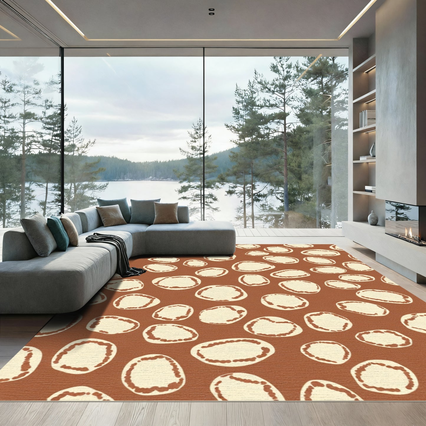 Terracotta Speckled Pebble Composition Rug