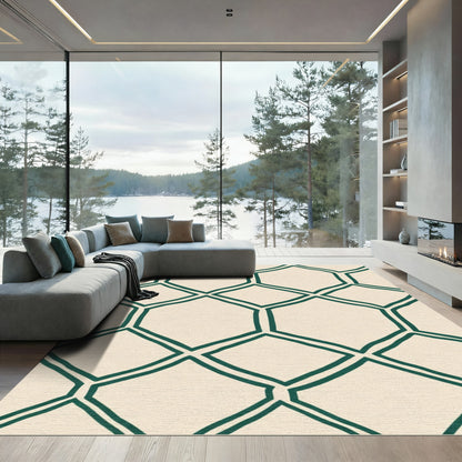 Deep Emerald Geometric Lattice Rug
