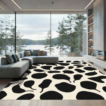 Black Spots Cream Background Rug