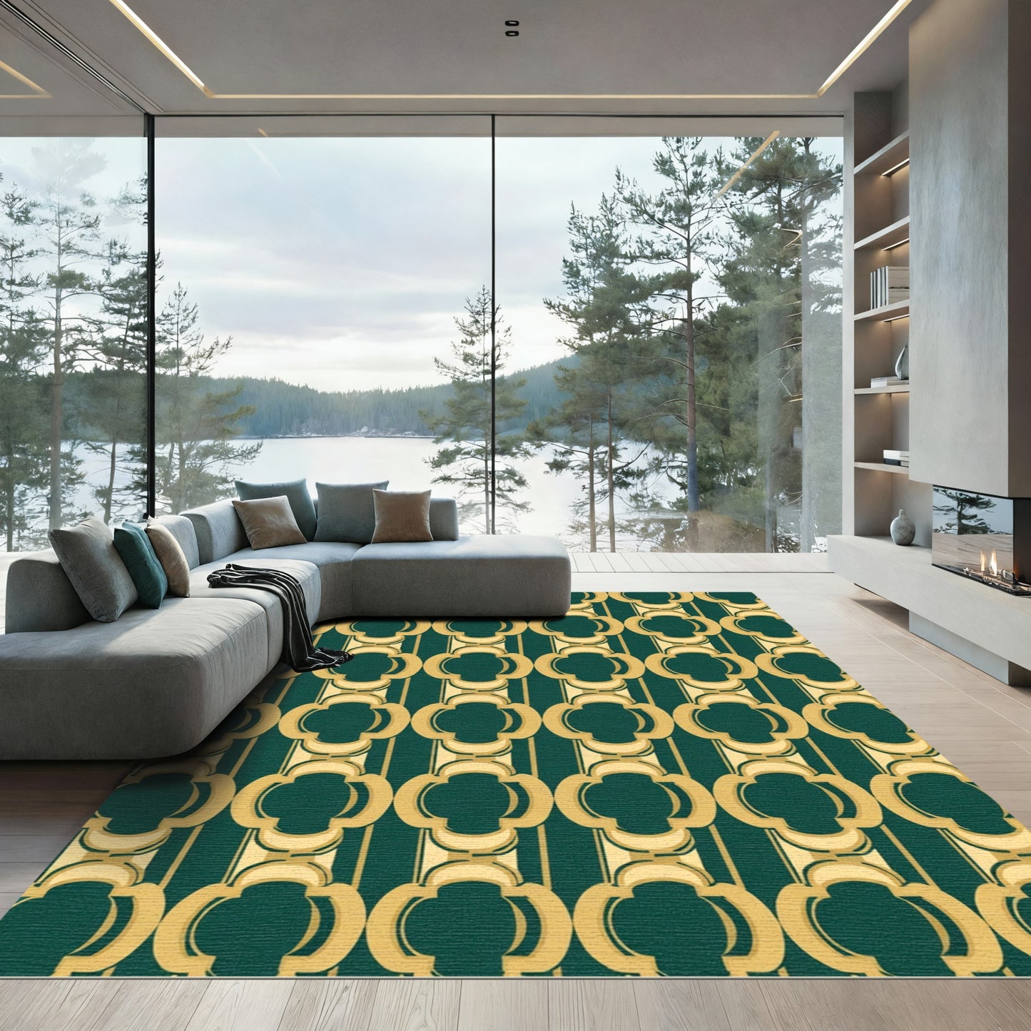 Luxe Gold Clover Lattice Rug