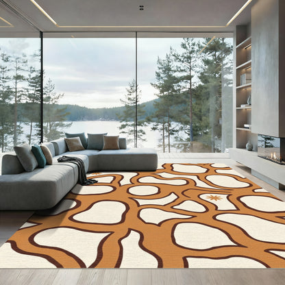 Retro Coral Organic Blob Starburst Rug