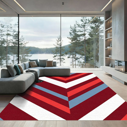 Bold Red White Blue Chevron Stripes Rug