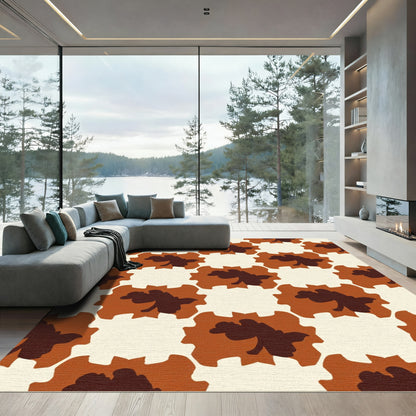 Chocolate Blossom Starburst Pattern Rug