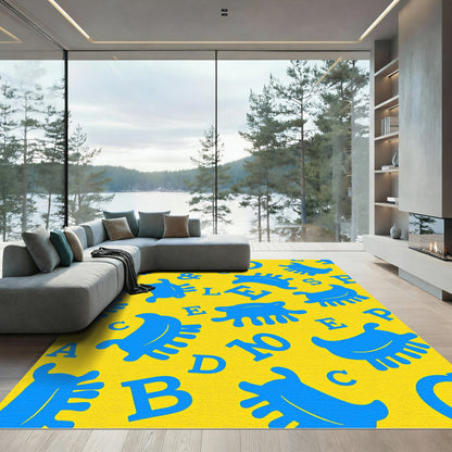 Bright Blue Alphabet Splash Rug