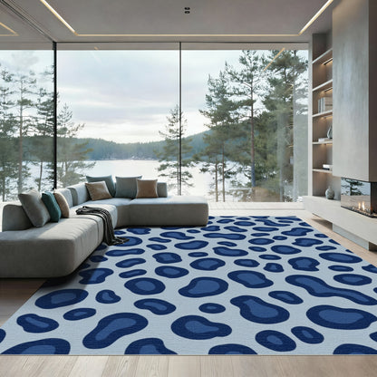 Deep Blue Organic Spots Rug