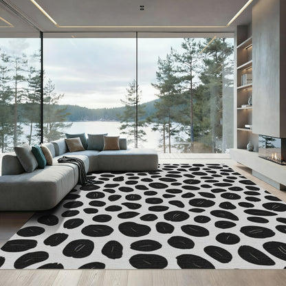 Black Oval Spot Contemporary Scatter Rug