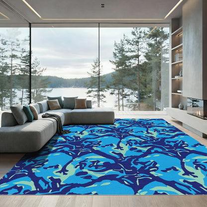Blue Camouflage Abstract Animal Rug