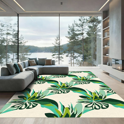 Emerald Teal Abstract Floral Arrangement Rug