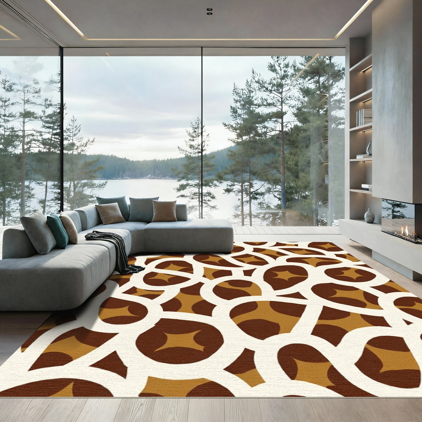 Organic Brown Starburst Chain Rug