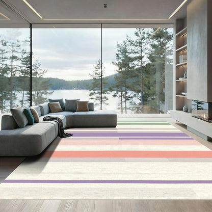 Pastel Striped Rectangular Blocks Rug